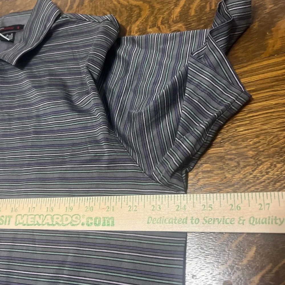 Nike Tiger Woods Collection Polo Mens XL Gray Striped Dri-FIT Golf Shirt